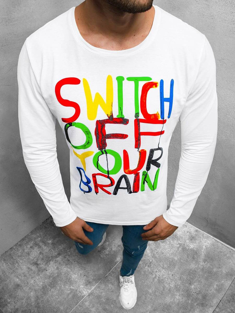 Longsleeve męski biały OZONEE O/1214