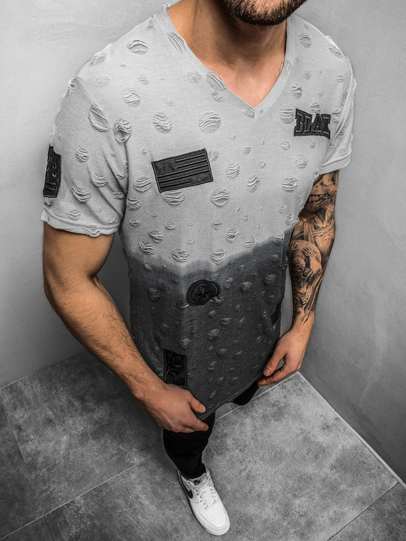 T-Shirt męski szary OZONEE MJ/318YZ