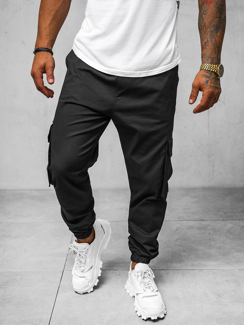 Spodnie męskie joggery czarne OZONEE O/G3006Z