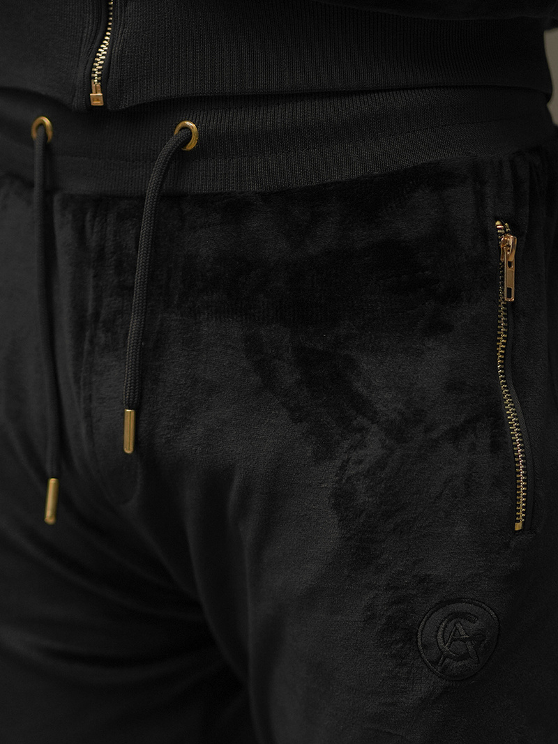 Komplet dresowy męski welurowy czarny OZONEE O/12137