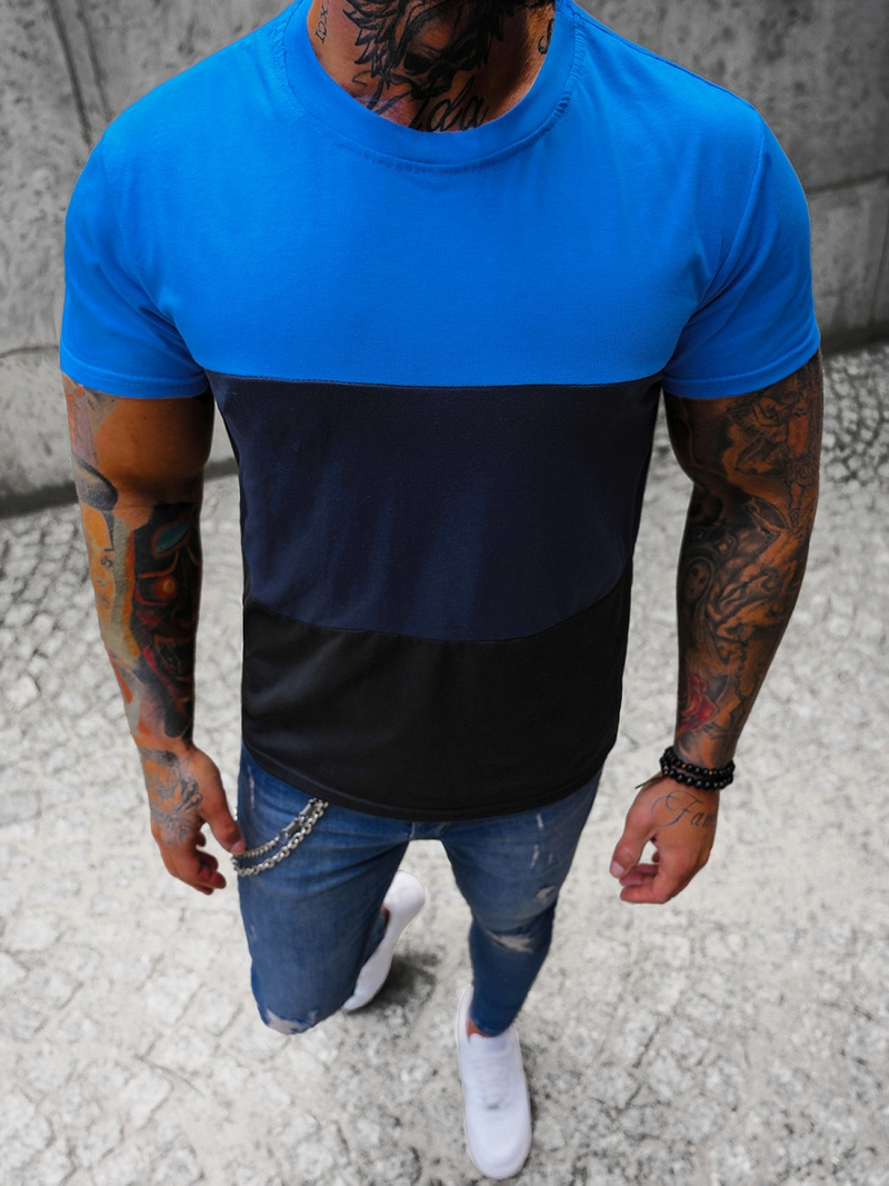 T-Shirt męski niebieski OZONEE JS/8T87/5Z