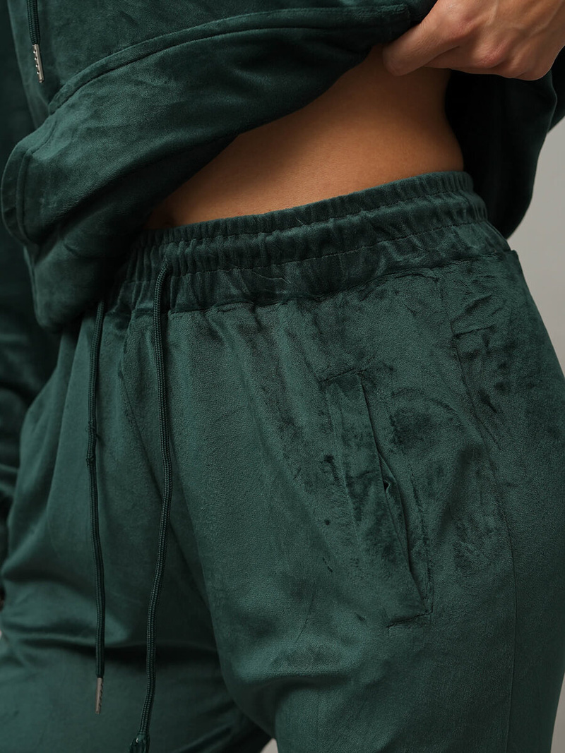 Komplet dresowy damski welurowy ciemno-zielony OZONEE O/8C1175/9Z