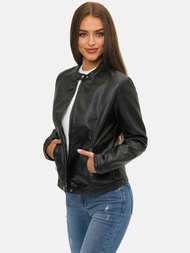 Жіноча шкіряна куртка Чорна OZONEE JS/11Z8008