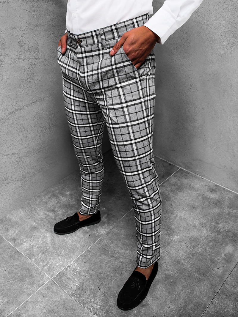 Spodnie męskie chino materiałowe szare OZONEE DJ/5583