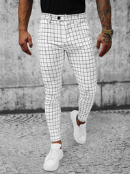 Spodnie męskie chino materiałowe białe OZONEE O/P4024