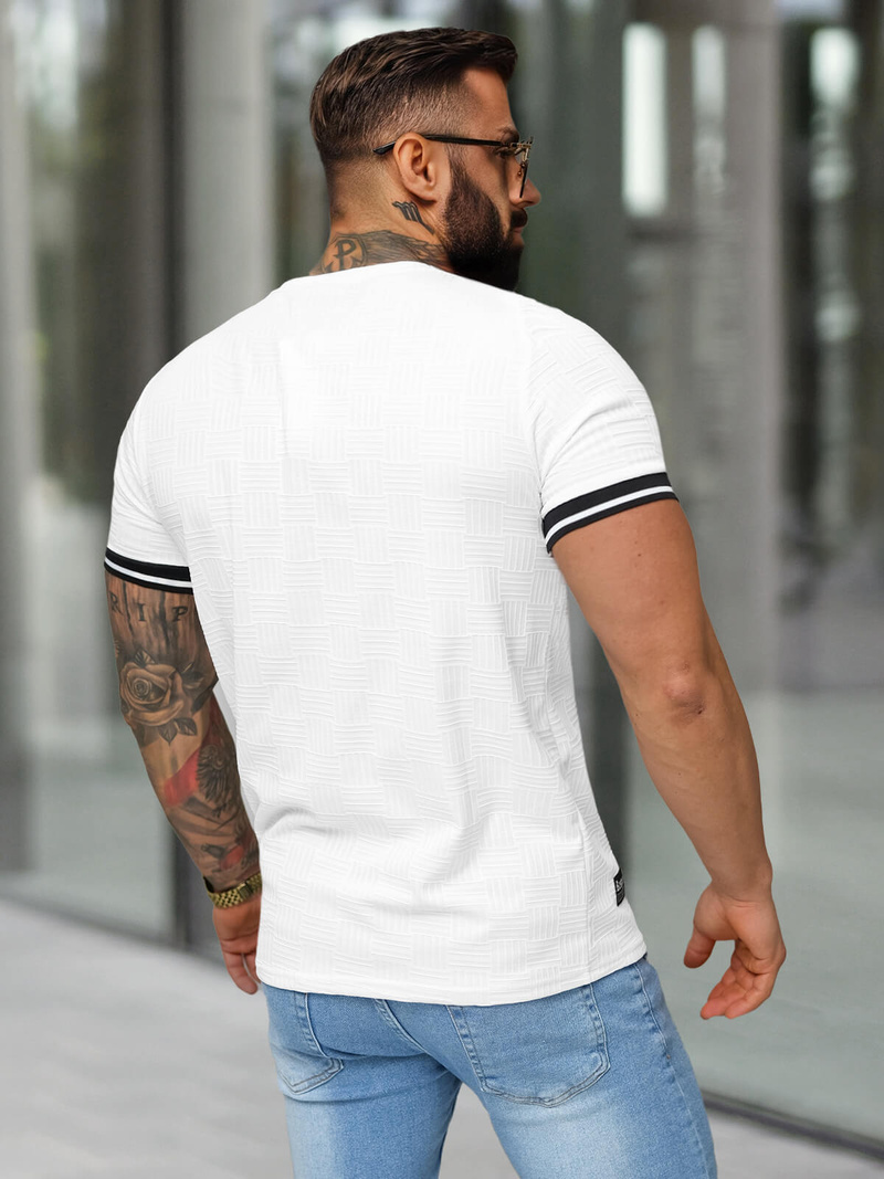 T-shirt męski slim fit biały OZONEE O/QS11628