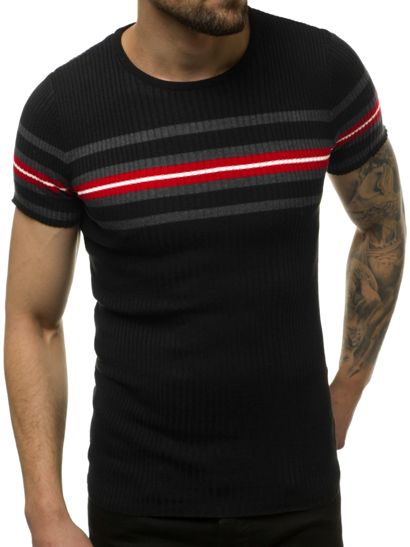 Bluzka z krótkim rękawem męska czarna OZONEE L/2296