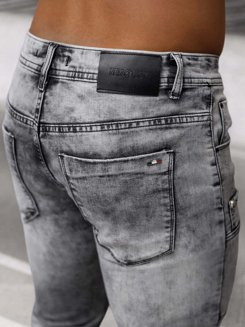 Spodnie jeansowe męskie slim fit grafitowe OZONEE NB/MP0163N