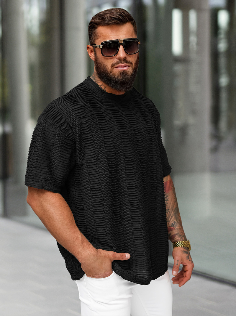 T-shirt męski oversize czarny OZONEE O/B1149