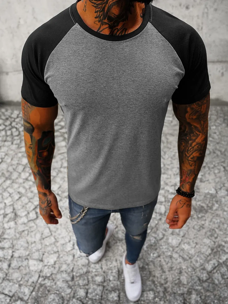 T-shirt męski grafitowo-czarny OZONEE JS/8T82/6