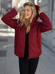Kurtka zimowa damska pikowana burgundowa OZONEE JS/16M9300/06