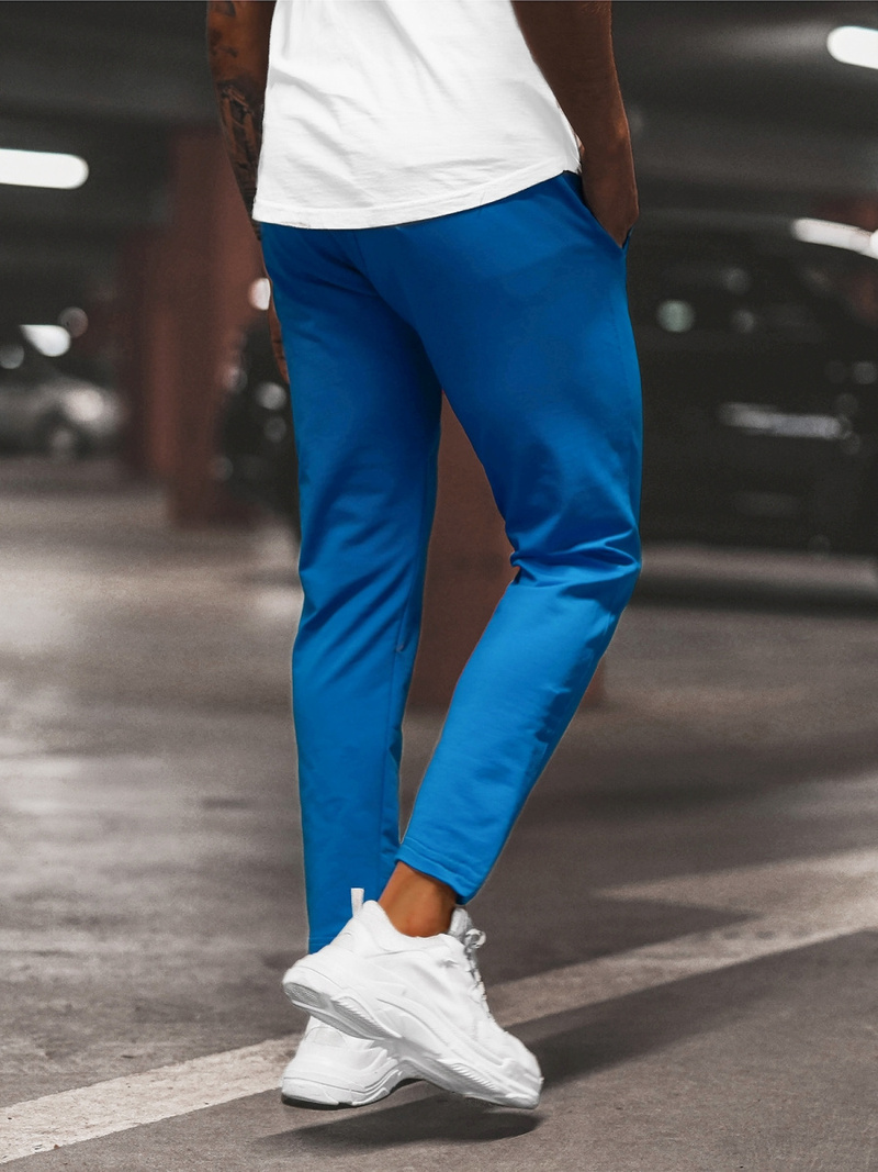 Spodnie dresowe męskie niebieskie b/18203022z