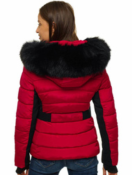 Kurtka zimowa damska z futerkiem bordowa OZONEE O/DK066/4