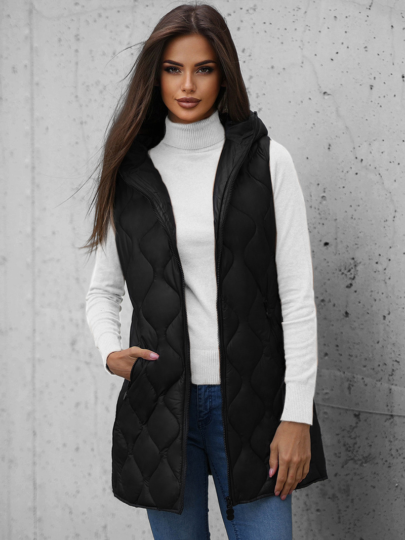 Стьобаний жіночий жилет чорний OZONEE O/H928/1Z