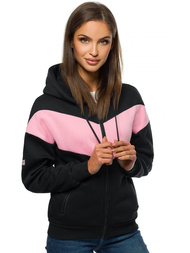 Bluza z kapturem damska czarno-różowa OZONEE JS/B26039