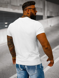 T-shirt męski bez nadruku biały OZONEE JS/712005Z