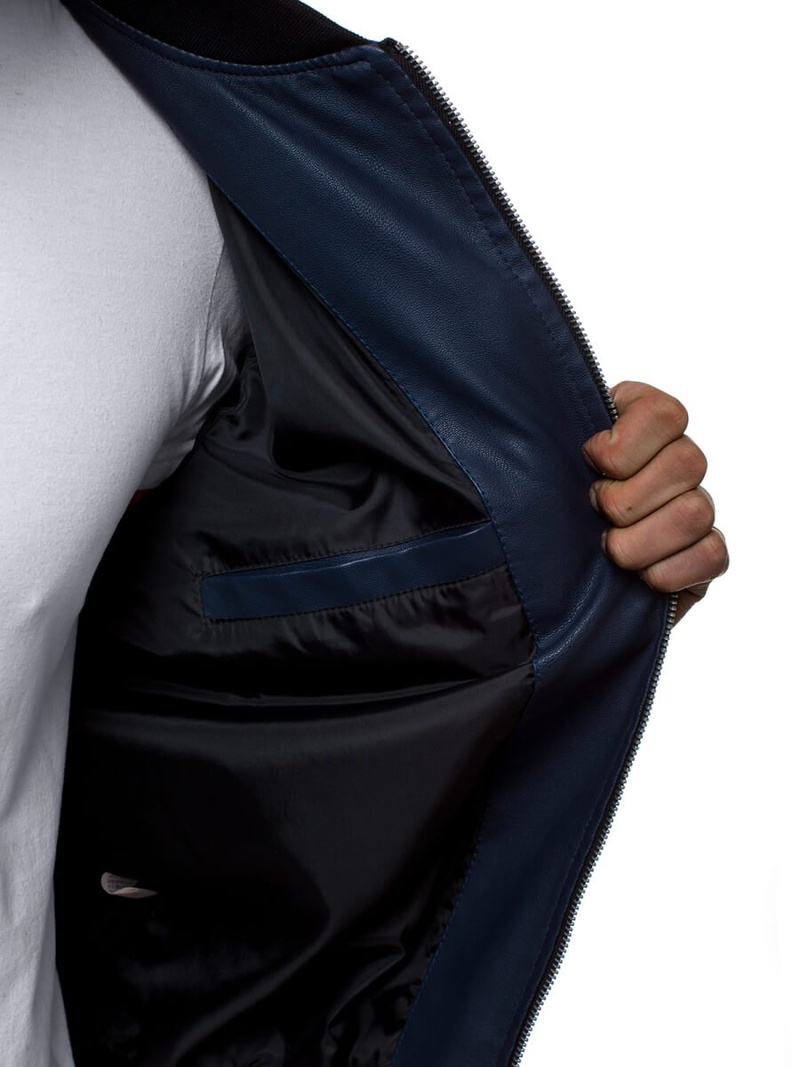 Kurtka skórzana męska granatowa OZONEE JB/JP1147/2Z