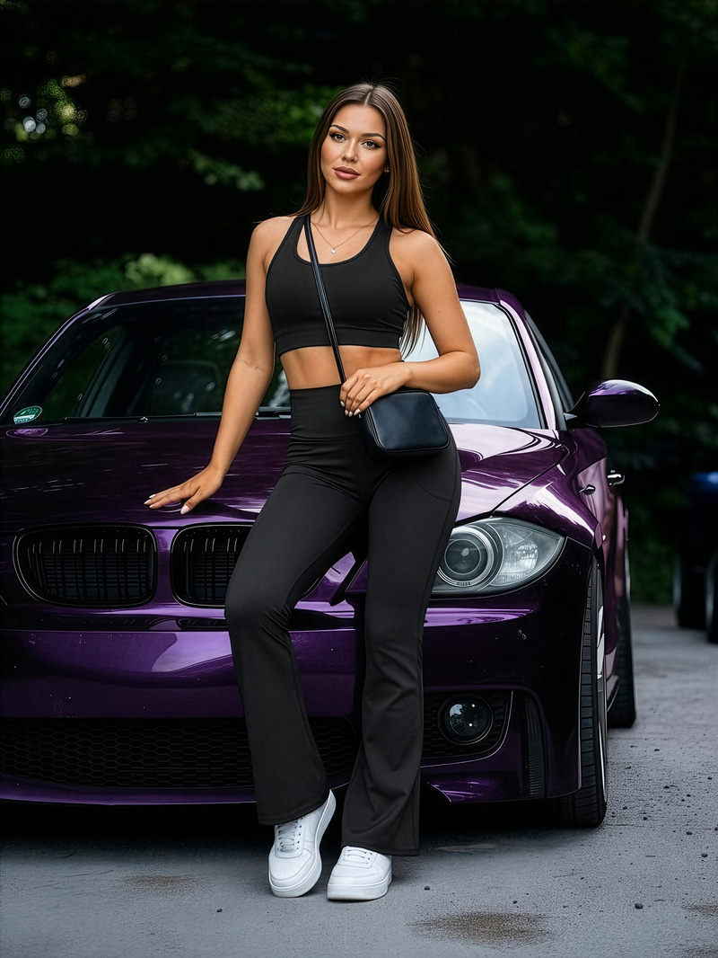 Legginsy damskie z szeroką nogawką czarne OZONEE JS/13K1810/3Z