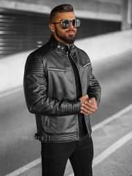 Kurtka skórzana męska czarna OZONEE JS/11Z8063