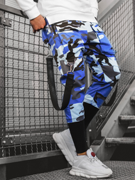 Spodnie męskie chino joggery niebiesko-czarne OZONEE G/11133