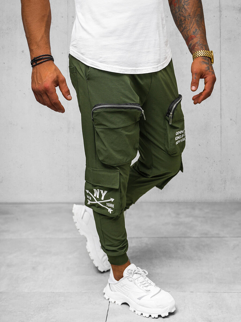 Spodnie męskie chino joggery khaki OZONEE O/PS5513