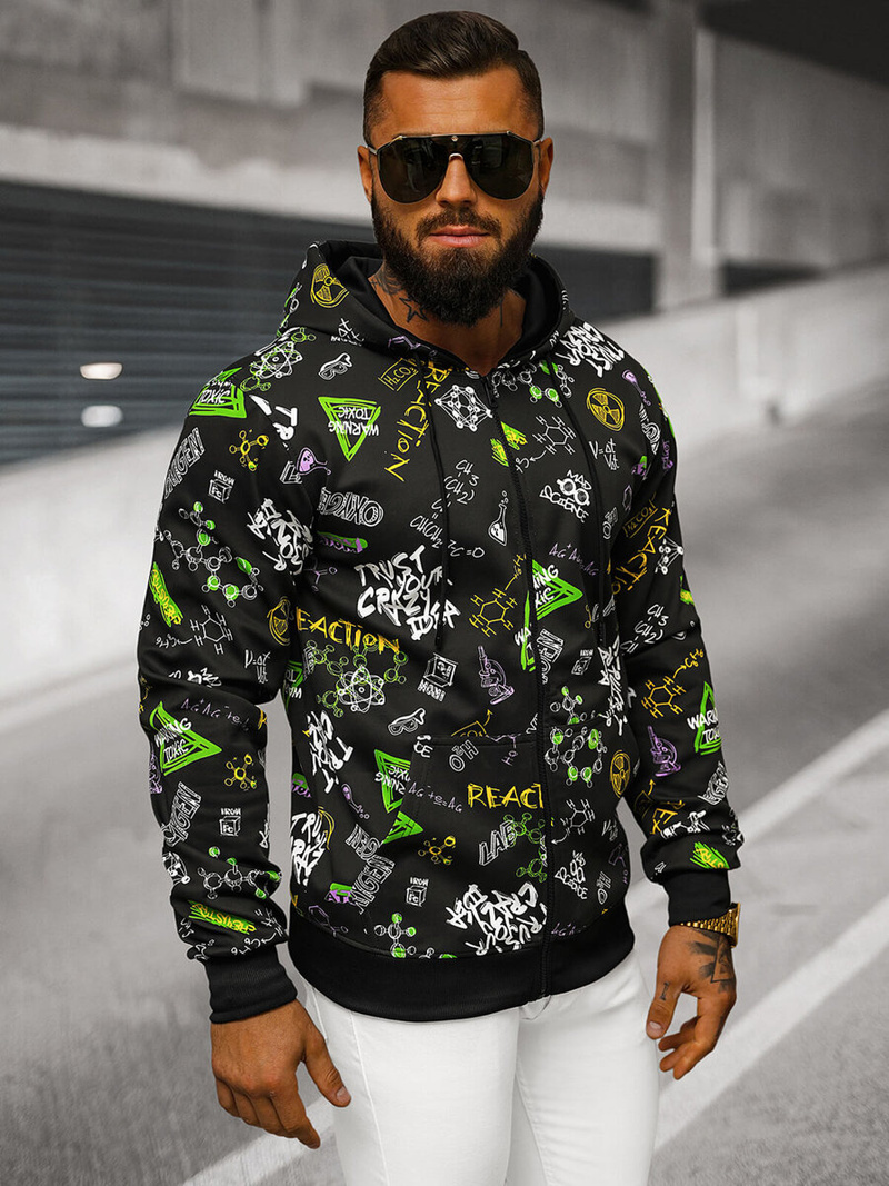 Bluza męska z kapturem rozpinana czarna OZONEE JS/8B1186/3