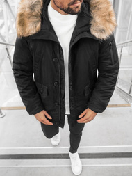 Kurtka zimowa męska parka z futerkiem czarna OZONEE JD/355Z