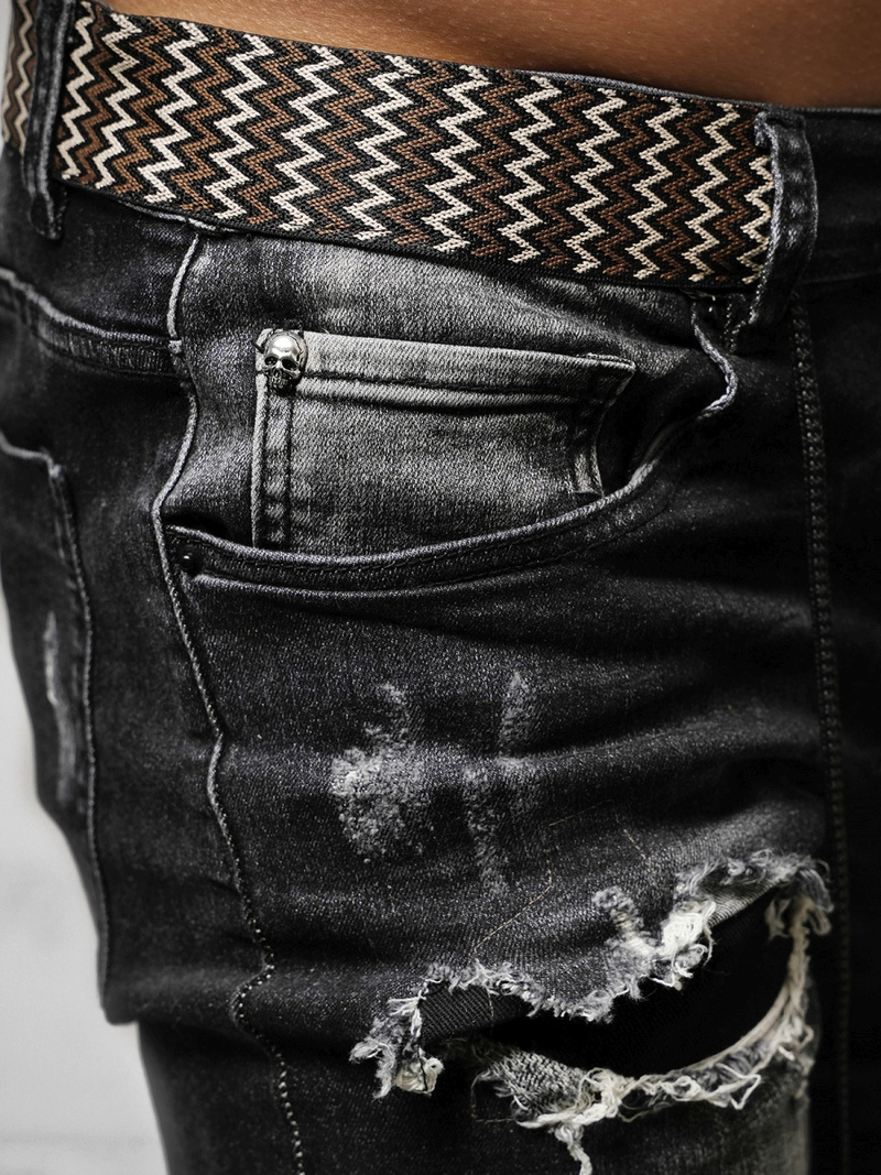 Spodnie jeansowe męskie czarne OZONEE NB/MP0026G