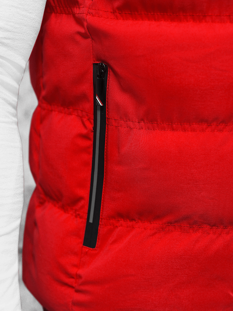 Kamizelka męska pikowana z kapturem czerwona OZONEE JS/5M758/270Z