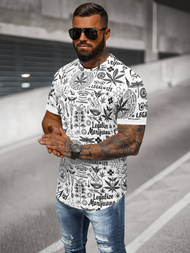 T-shirt męski z nadrukiem biały OZONEE O/P1347