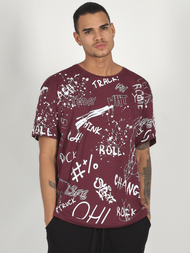 T-Shirt męski z nadrukiem bordowy OZONEE MR/21530