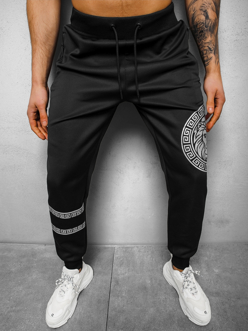 Штани спортивні чоловічі чорно-срібляста OZONEE O/HM715