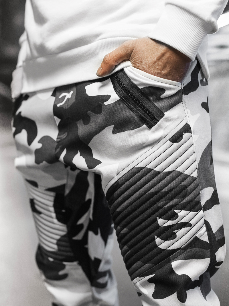 Spodnie męskie chino joggery czarno-białe OZONEE A/0952