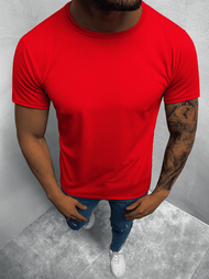 T-Shirt męski bez nadruku czerwony OZONEE O/BL83