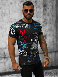 T-shirt męski czarno-niebieski OZONEE JS/8T968