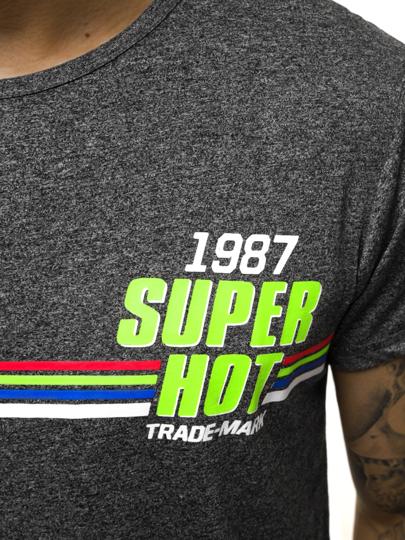 T-Shirt męski grafitowy OZONEE JS/KS2052