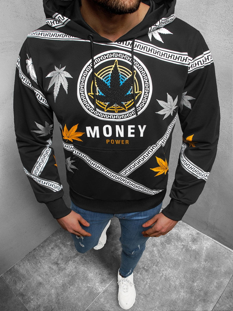 Bluza z kapturem męska czarna OZONEE O/HM656Z