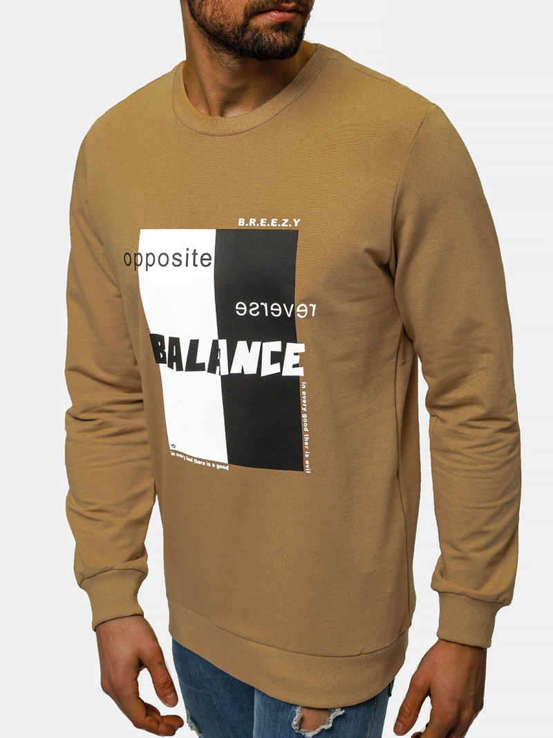 Bluza męska crewneck beżowa OZONEE B/21402023