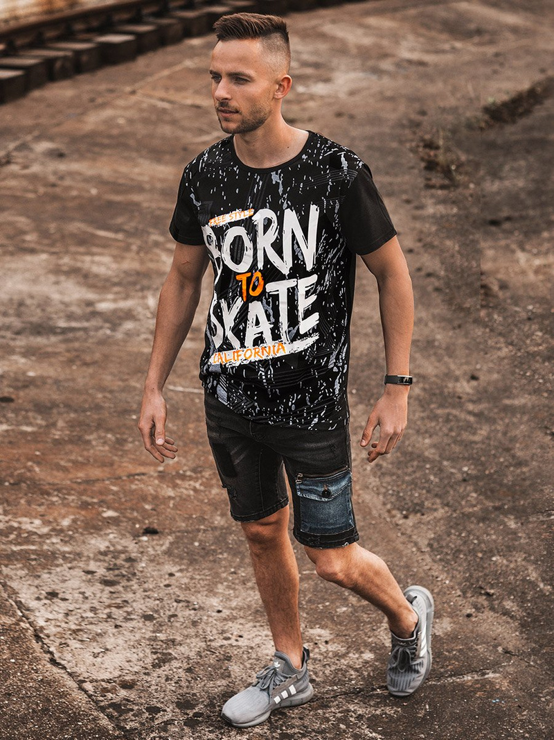 T-Shirt męski czarny OZONEE JS/KS1989