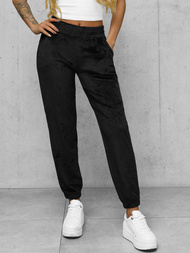 Spodnie dresowe damskie welurowe czarne OZONEE JS/92K528/3