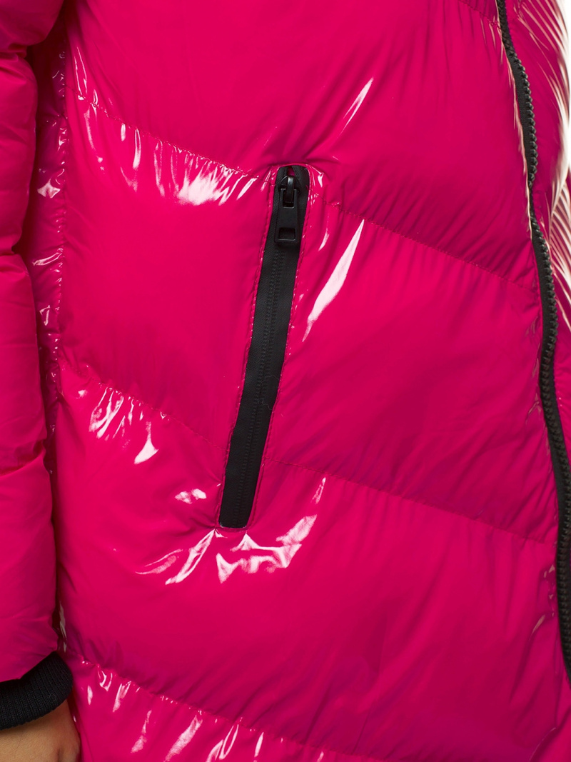 Kurtka zimowa damska parka z futerkiem różowa OZONEE JS/M23069/3