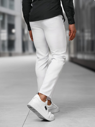 Spodnie męskie chino materiałowe białe OZONEE DJ/5526Z