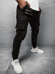 Spodnie męskie chino joggery czarne OZONEE ZAZ/191376