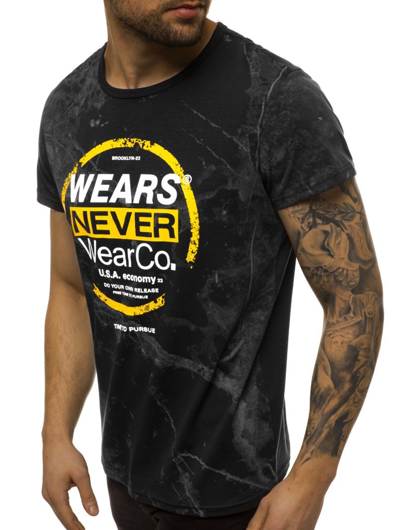 T-Shirt męski czarny OZONEE JS/SS10925