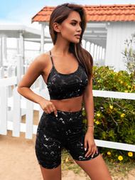 Komplet sportowy dwuczęściowy damski czarny OZONEE O/XL015/1Z