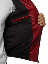 Kurtka skórzana męska bordowa OZONEE N/6188