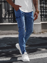 Spodnie jeansowe joggery męskie niebieskie OZONEE NB/MP0058B