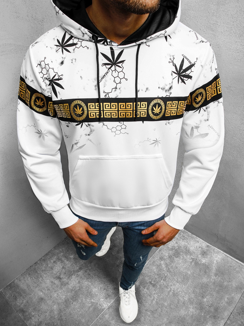 Bluza z kapturem męska biała OZONEE O/HM638