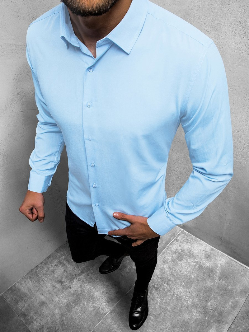 Elegancka koszula męska jasnoniebieska OZONEE MECH/2122Z