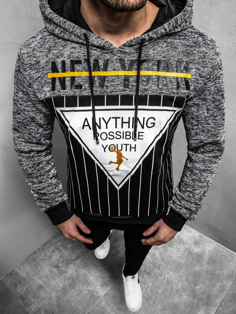 Bluza z kapturem męska szara OZONEE JS/KS1907Z